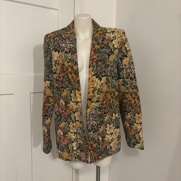 Vintage Talls by Robert California size 42 Medium Long Floral Tapestry Blazer - Picture 1 of 9
